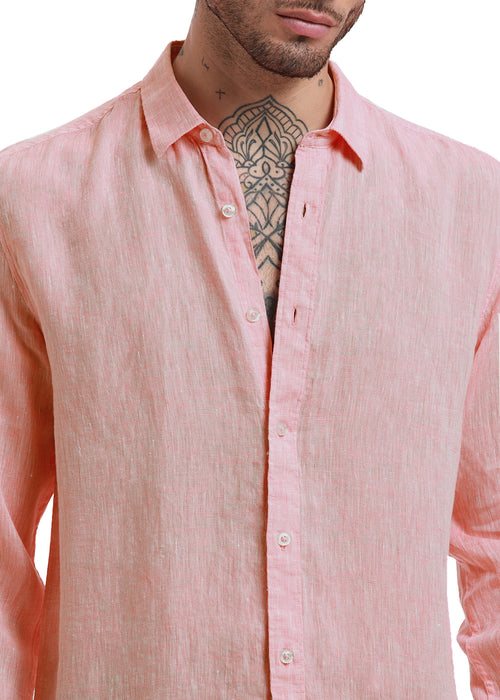 Light Peach Pure Irish Linen Shirt