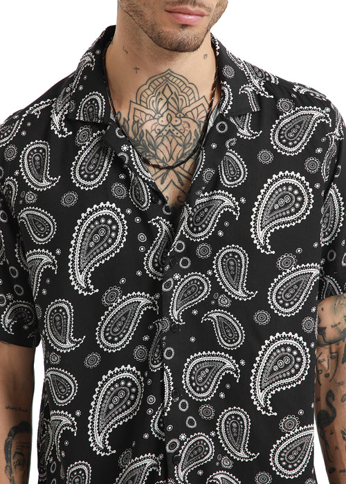 Charcoal Paisley Print