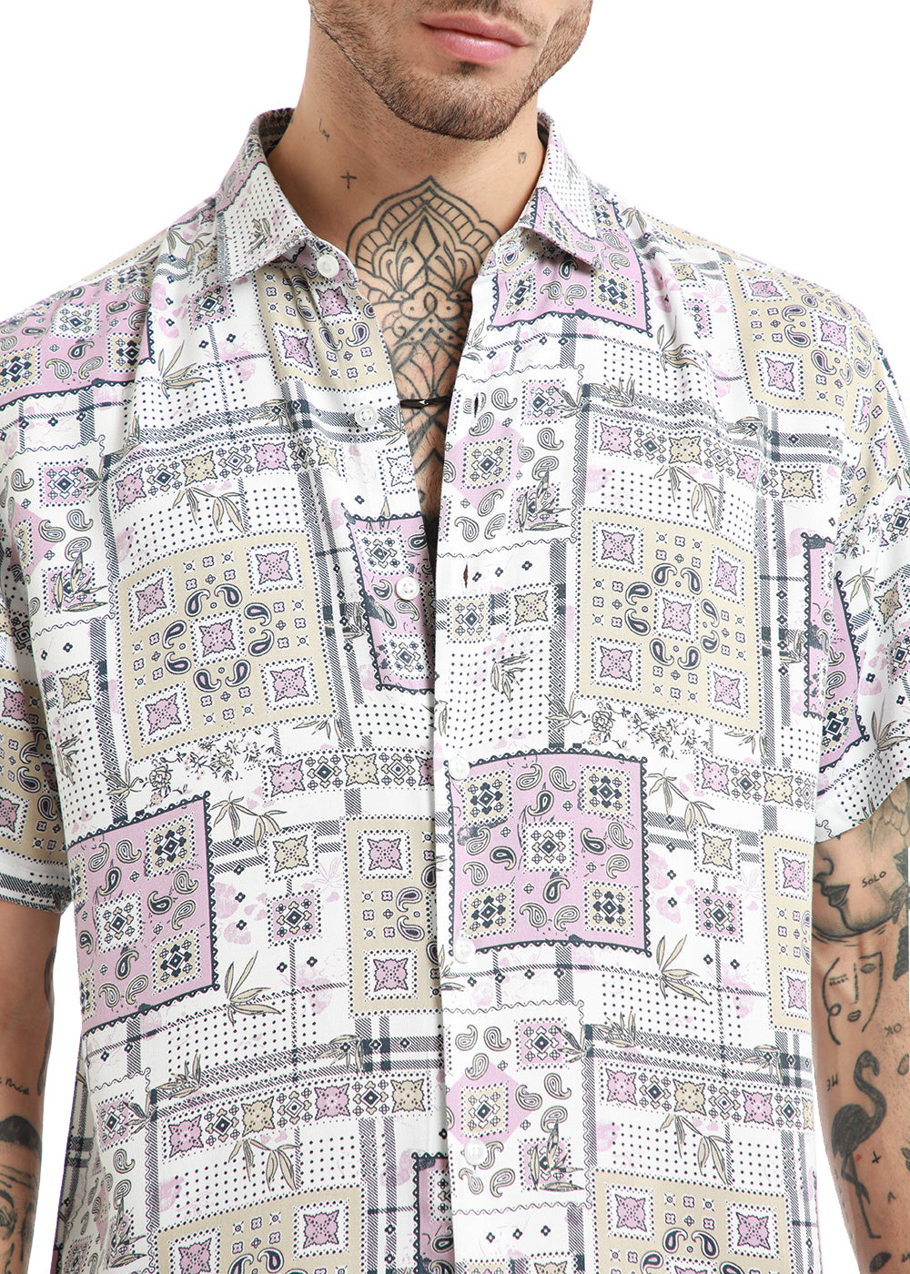 Opaque print half sleeve shirt