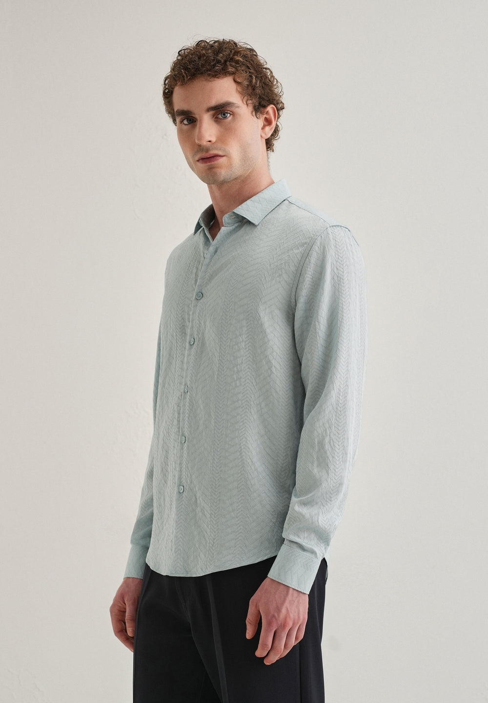 Blue Self Patterned Shirt