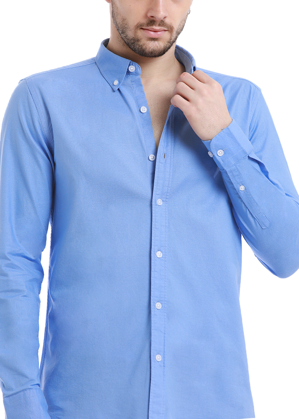 Get Light Cobalt Blue Oxford Shirt