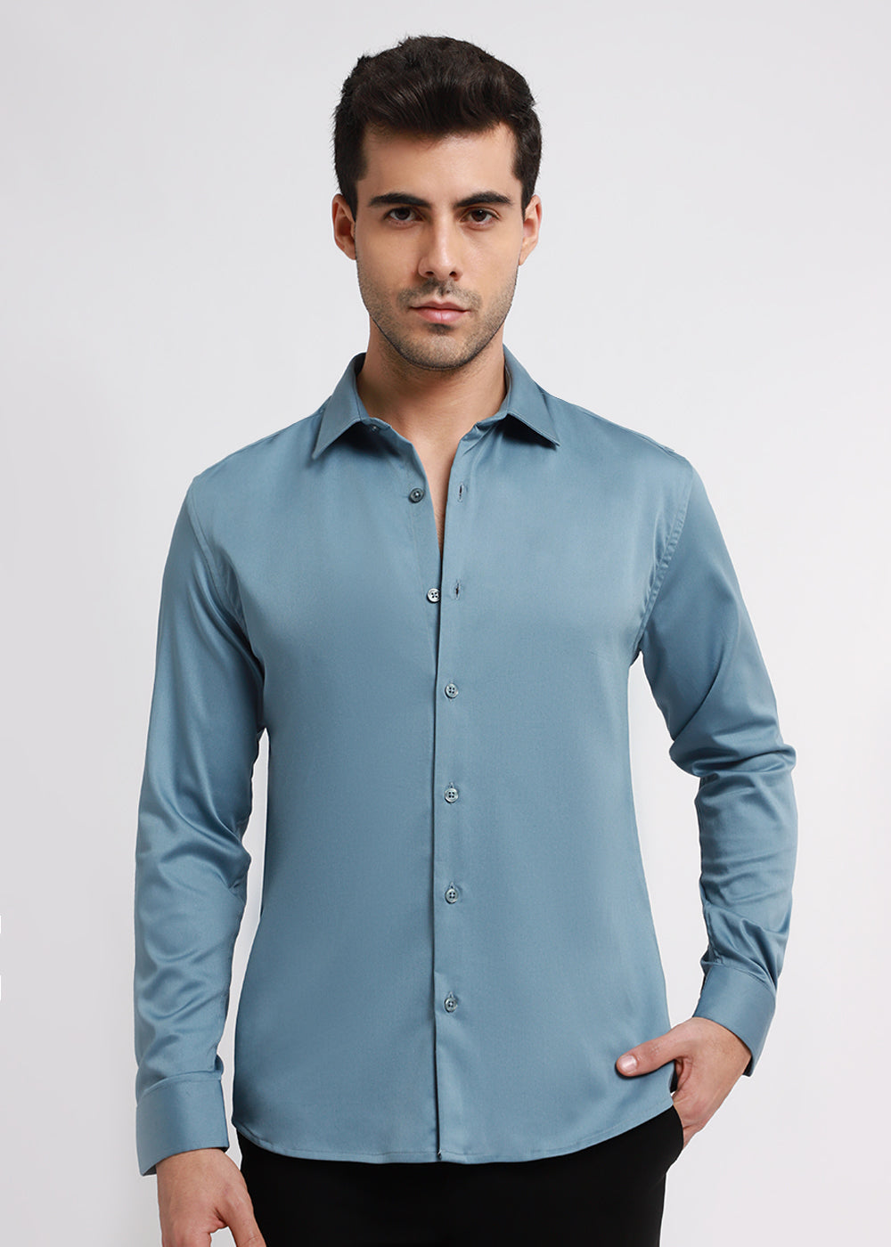 Aegean Blue Satin Shirt