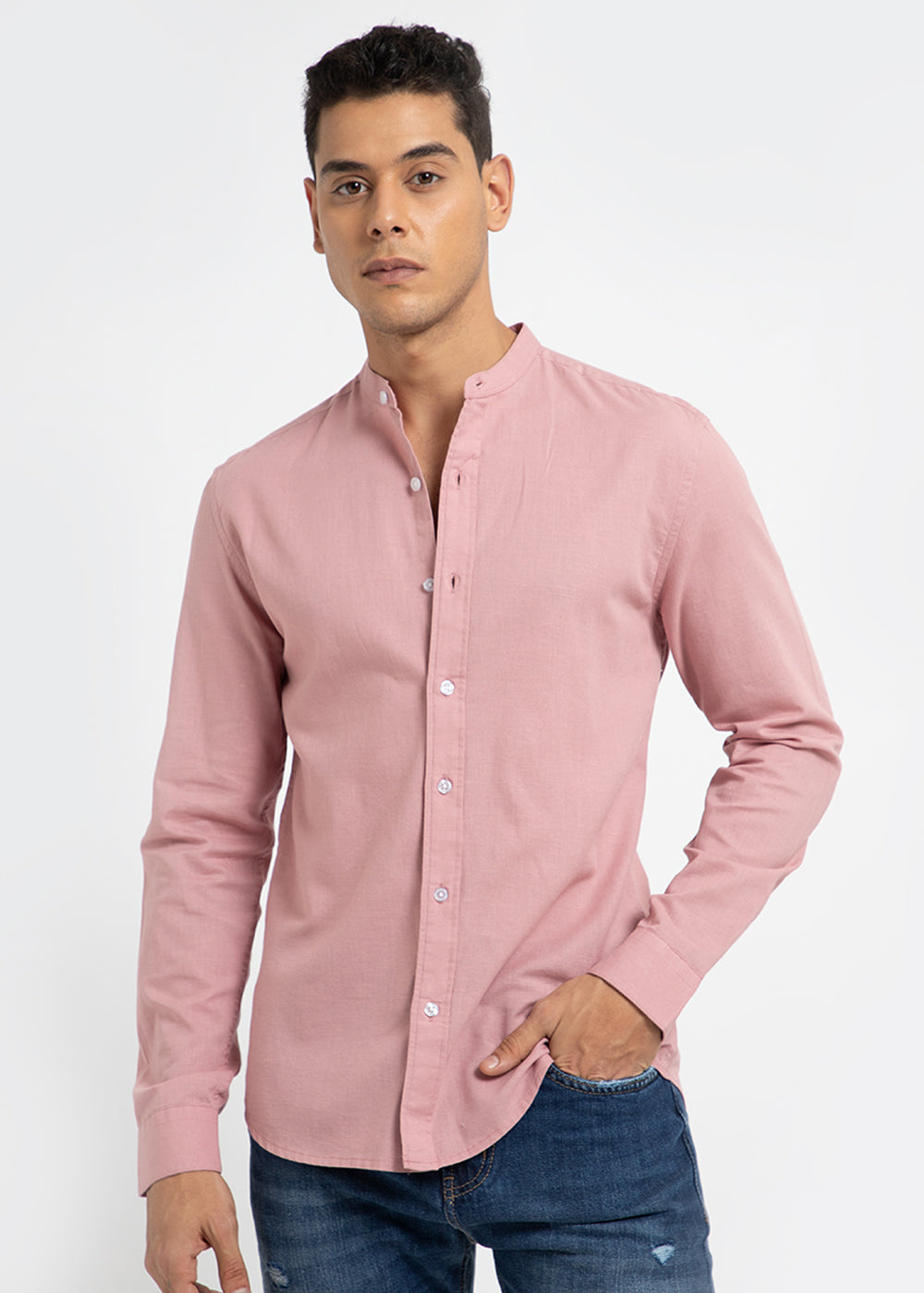 Sakura Pink Cotton Linen Shirt