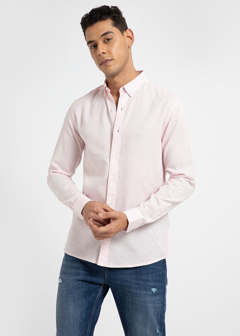 Light Pink Cotton Linen Shirt