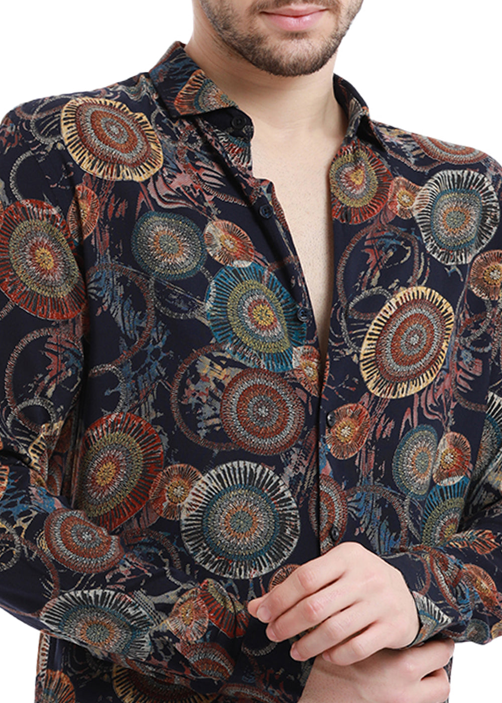 Concentric Blue Print Feather Shirt