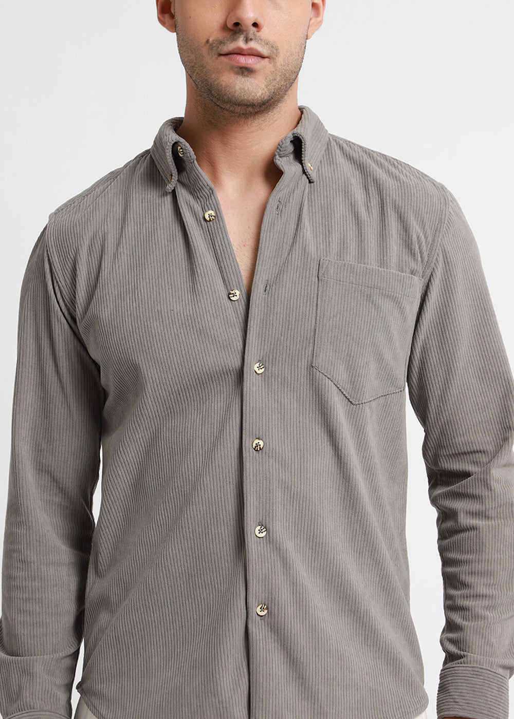 Misty Gray Corduroy Shirt