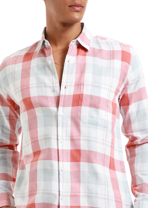 Melange Salmon Red Check Shirt