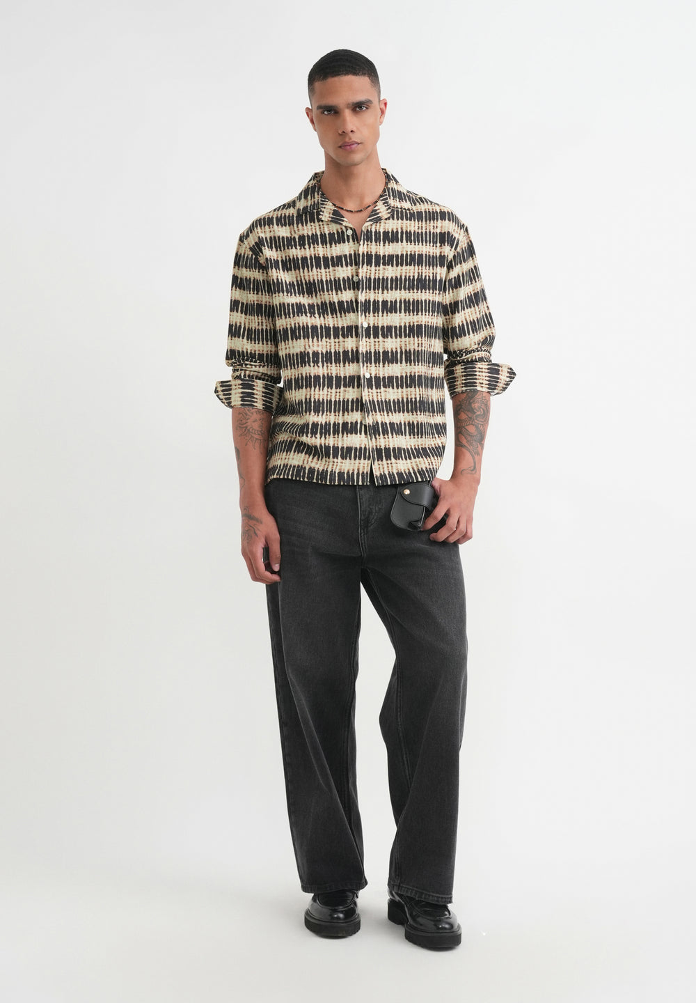 Beige Abstract Relaxed Fit Shirt