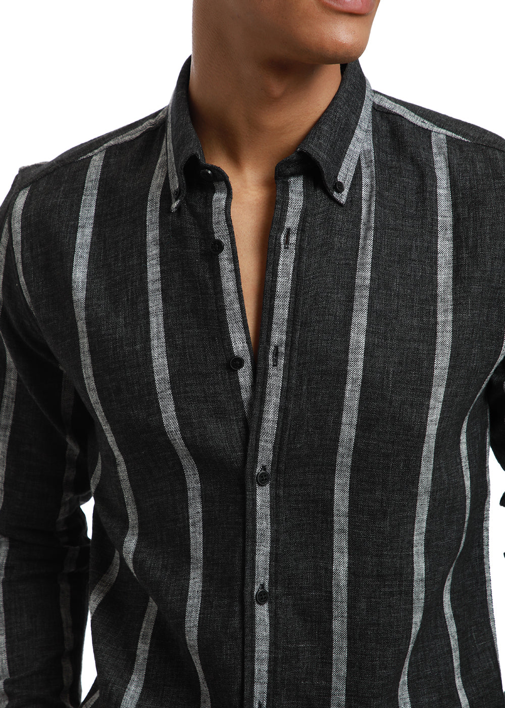 Melange Parallel Gray Stripe shirt