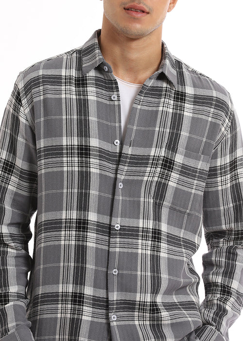 Dobby Ash Grey Check Shirt