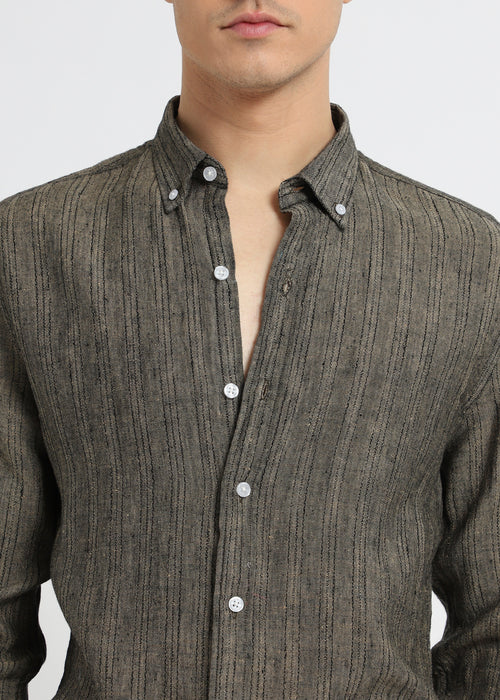 Olive Pure Irish Linen Shirt