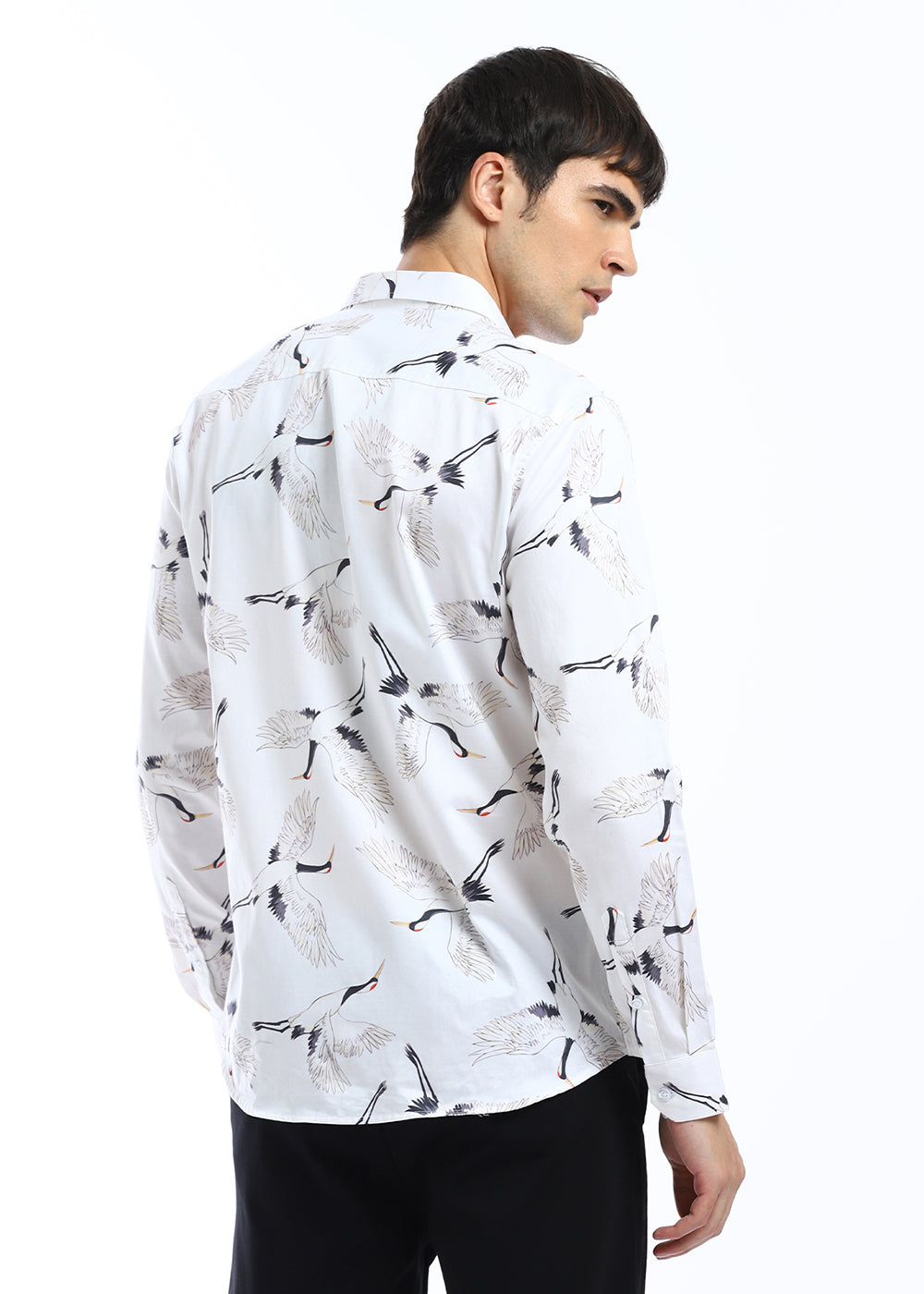 Crane Bird Print Shirt