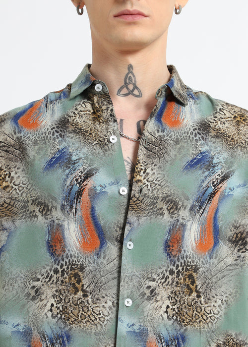 SnakeSkin Green Feather shirt