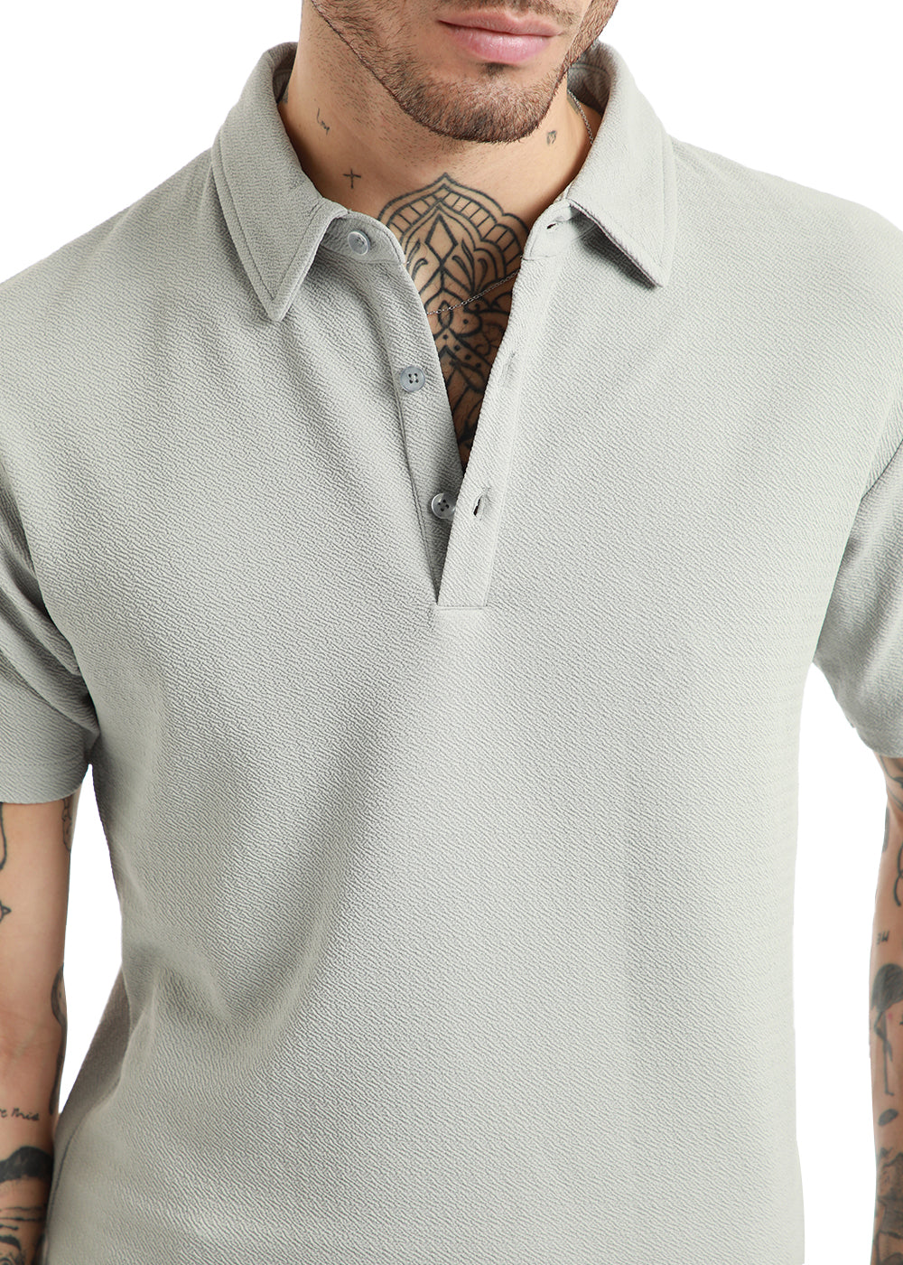Gray classic textured Polo Tshirt