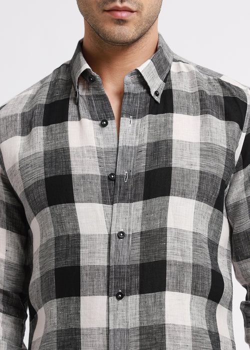 Pure Irish Linen Quadric Checks Shirt