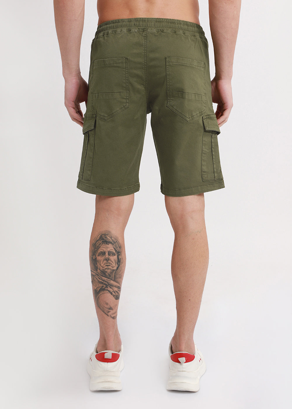 Olive Green Cotton Cargo Shorts 6