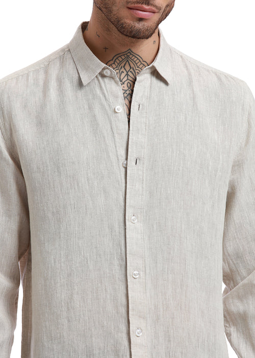 Beige Pure Irish Linen Shirt