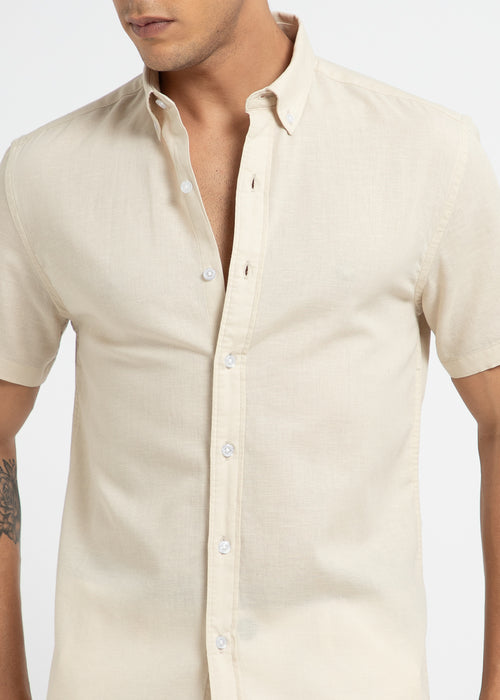 Light Beige Cotton Linen Shirt