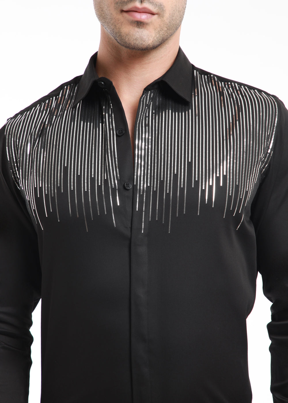 Flecked Sequenced Black Shirt