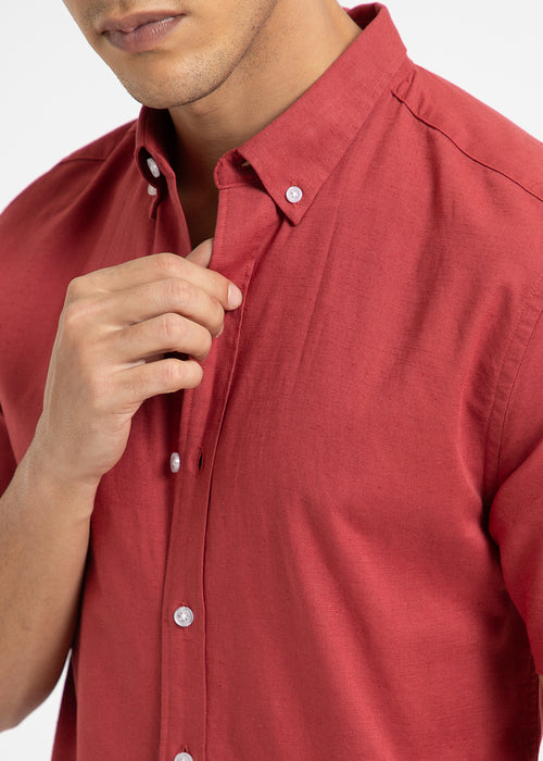 Red Cotton Linen Shirt