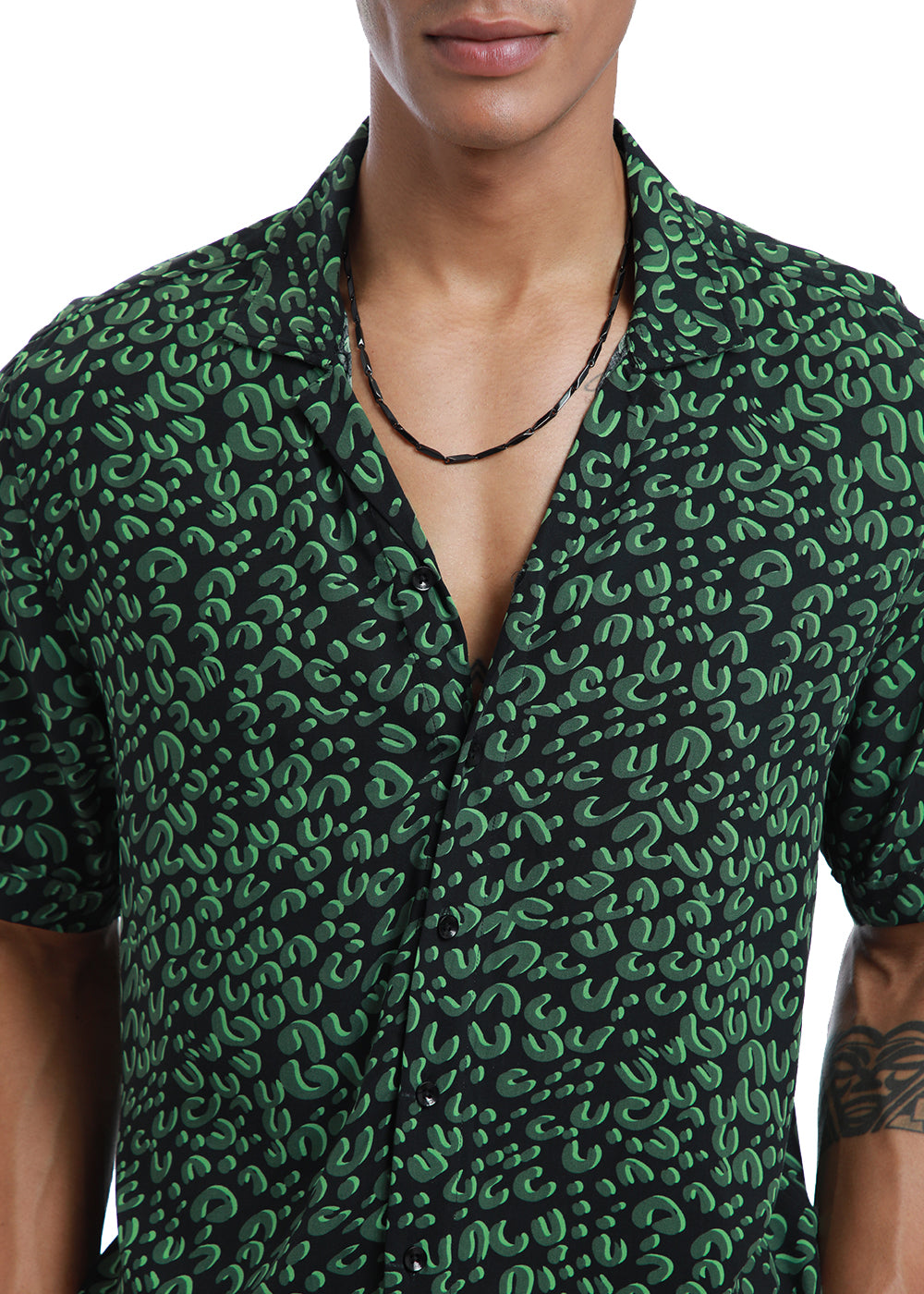 Green Panthera Print Half sleeve shirt