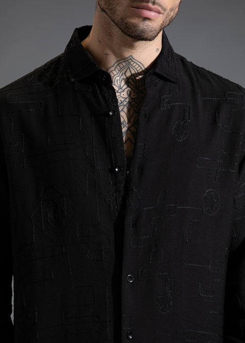 Black Illusion Embroidered Shirt