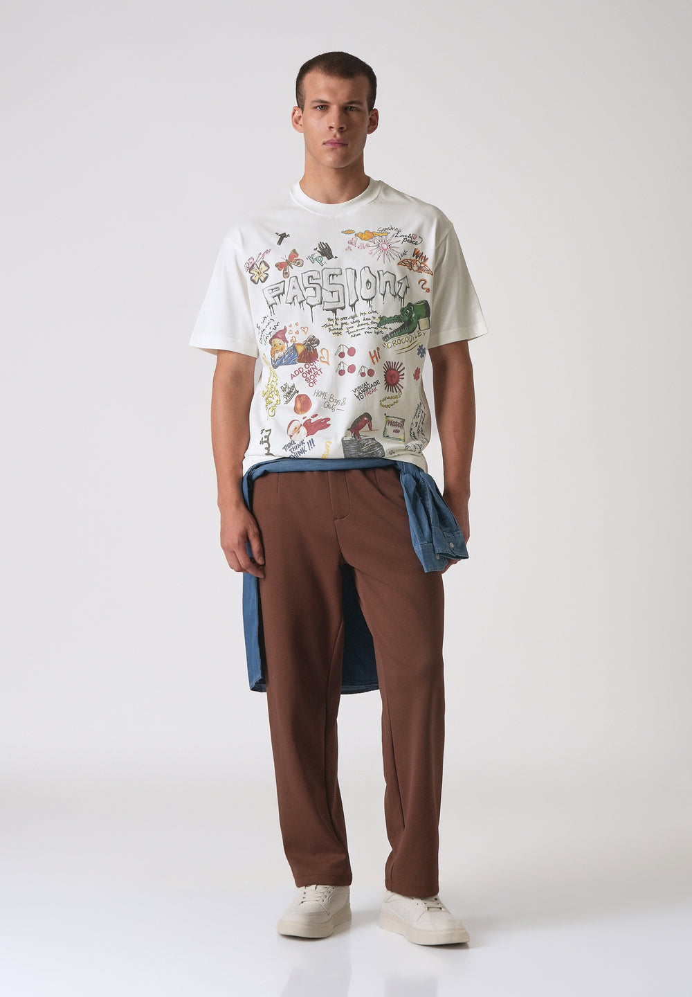 Passion White Printed Oversized T-shirt