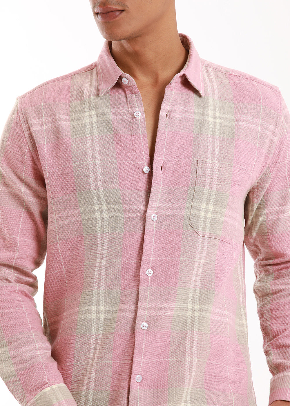 Dobby French Pink Check Shirt