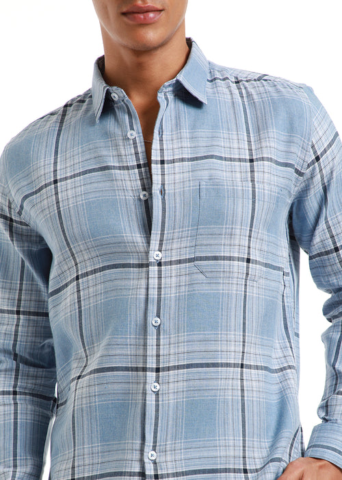 Melange Check Cool Blue Shirt