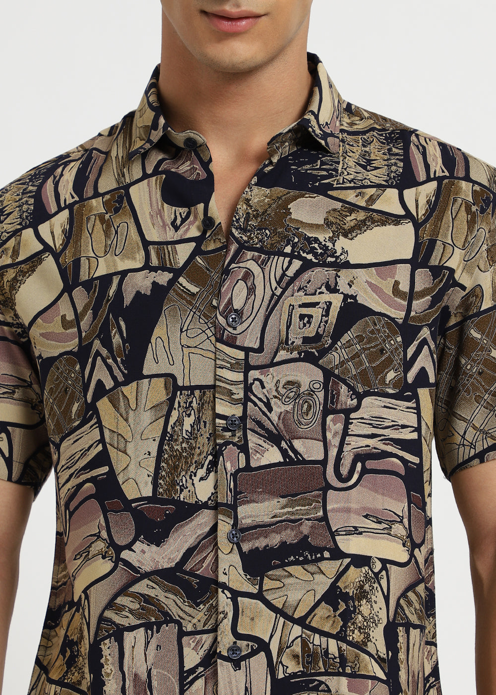 Abstract Mosaic Feather shirt