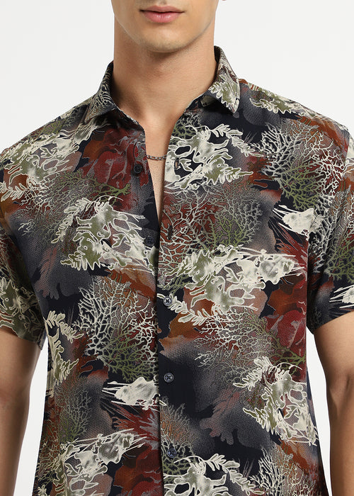 Coral Oasis Blue Feather shirt