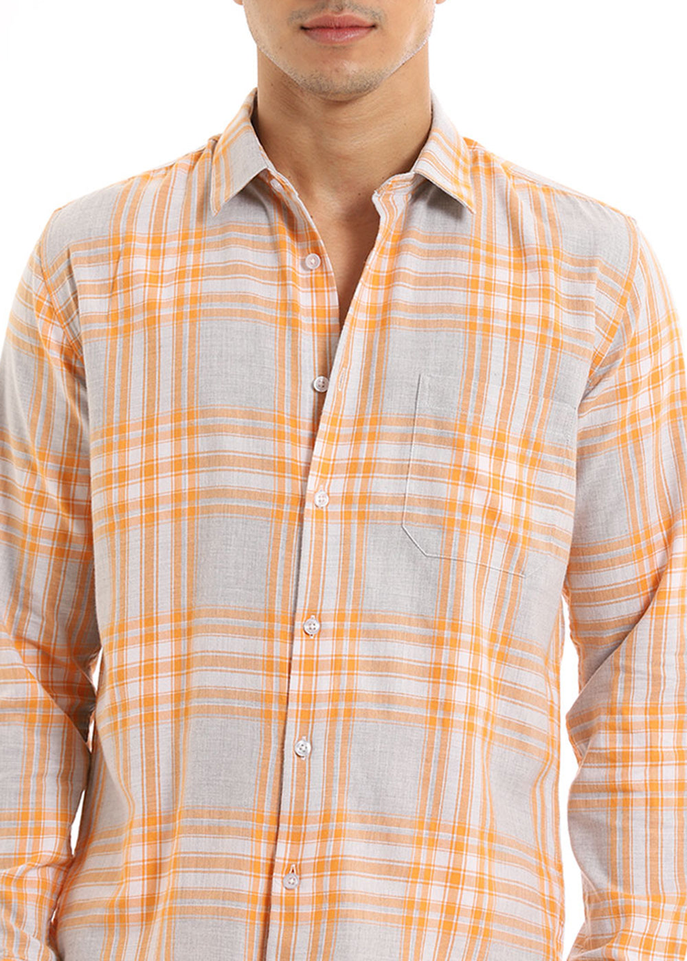 Melange Orange Checked Shirt