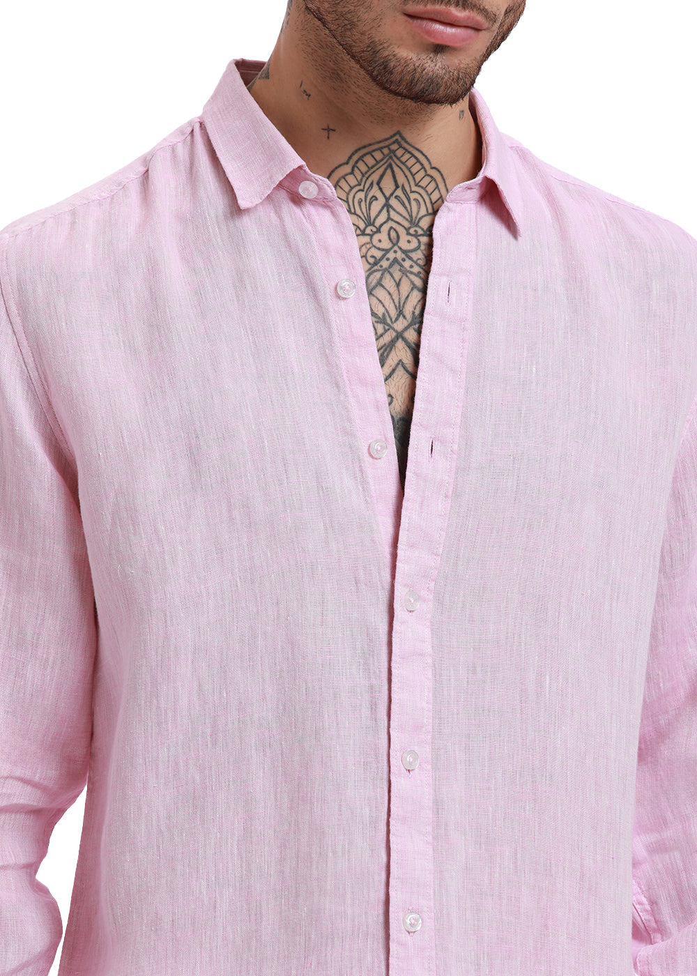 Pale Pink Pure Irish Linen Shirt