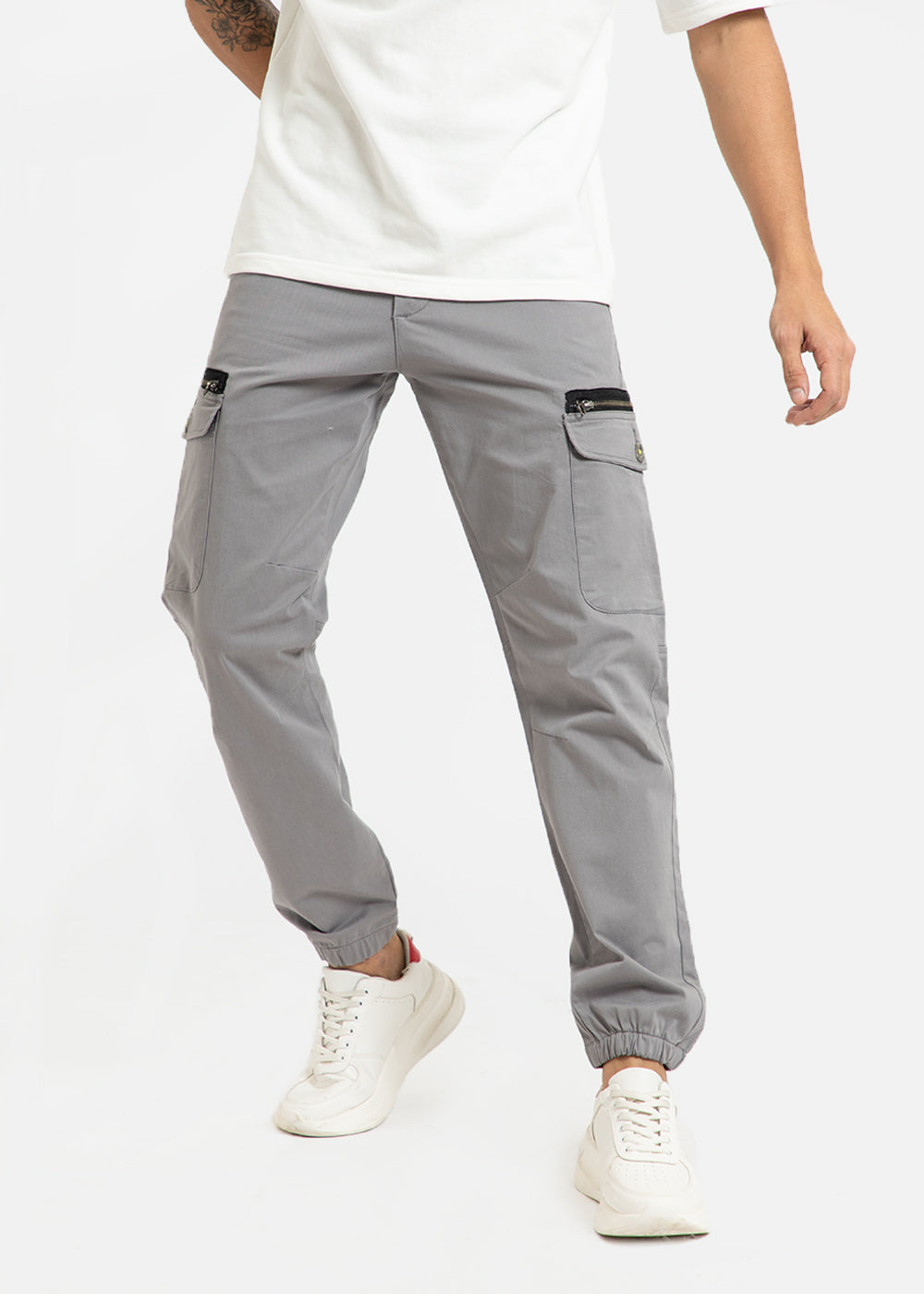 Pewter Gray Elasticated Cargo Pants