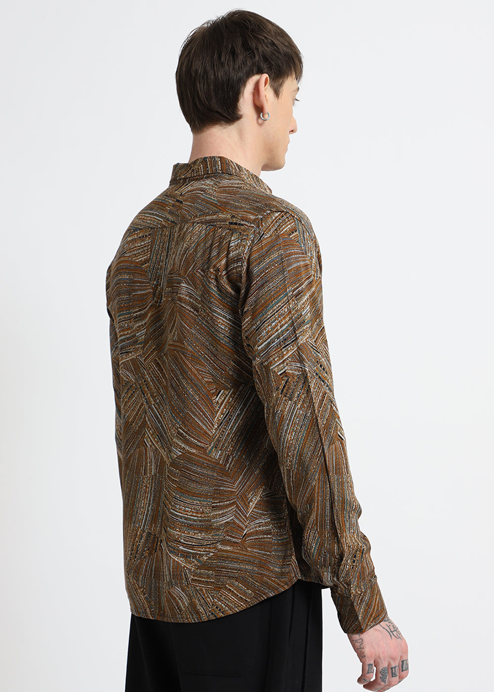 Serene Strokes Brown Feather Shirt