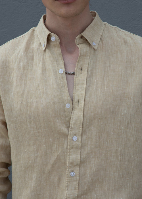 Sepia Beige Pure Irish Linen Shirt