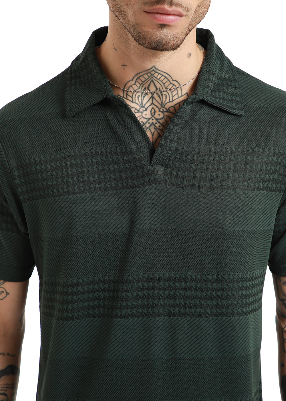 Jacquard Olive Polo Tshirt