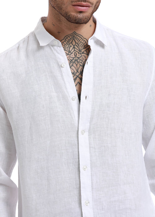 White Pure Irish Linen Shirt