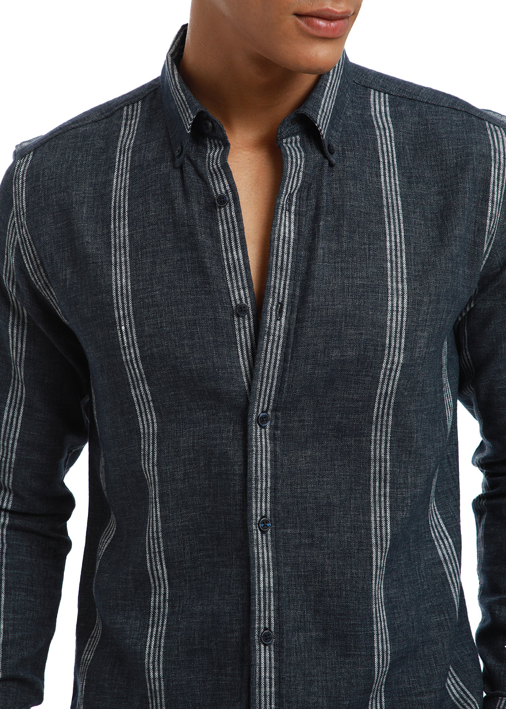 Melange Stick Blue Stripe shirt