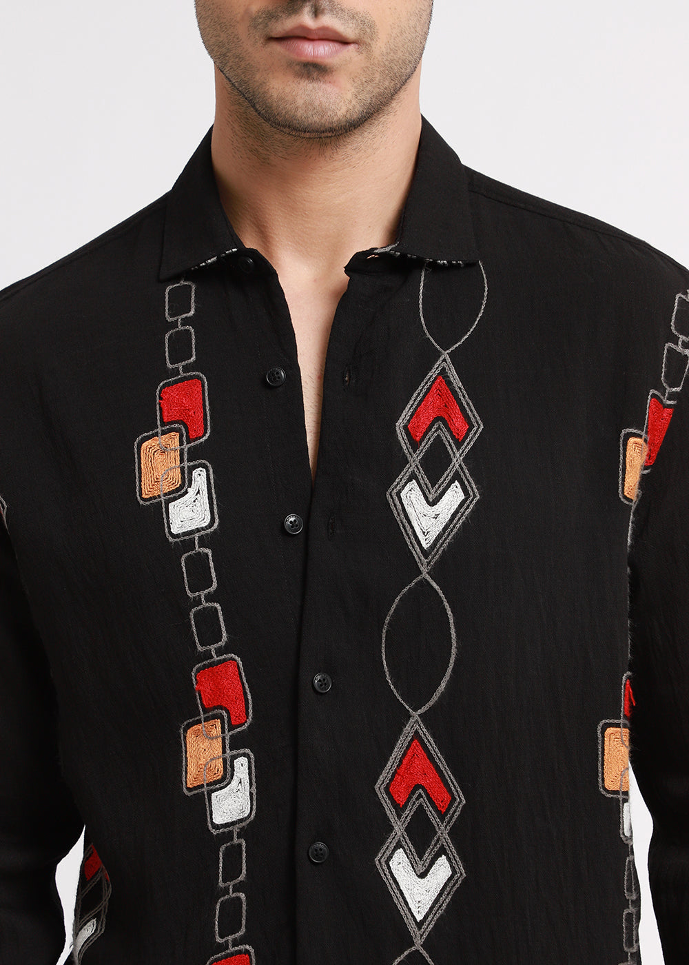 Black Abstract Embroidered Shirt
