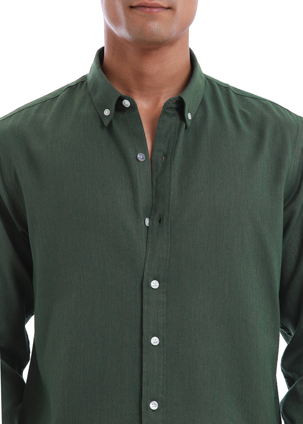Cilantro Green Blended Linen shirt front view