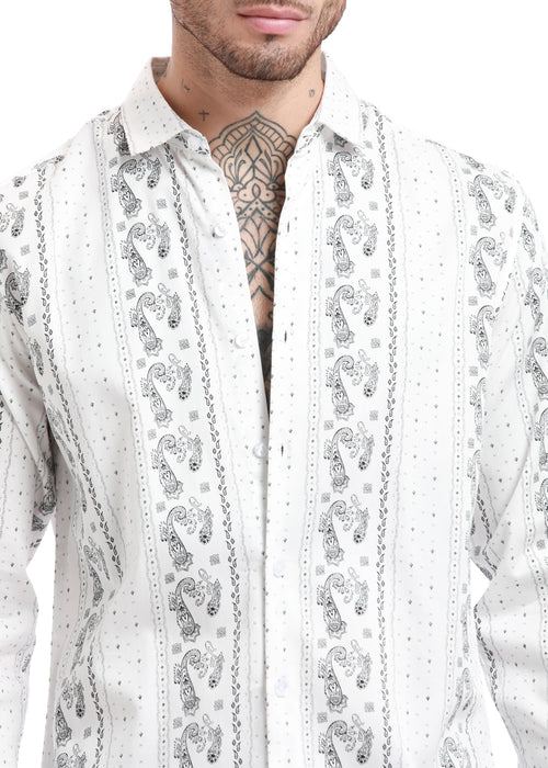 Bohemian Bliss White Paisley Shirt