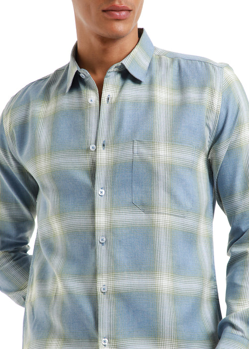 Melange Blue Bonnet Check Shirt