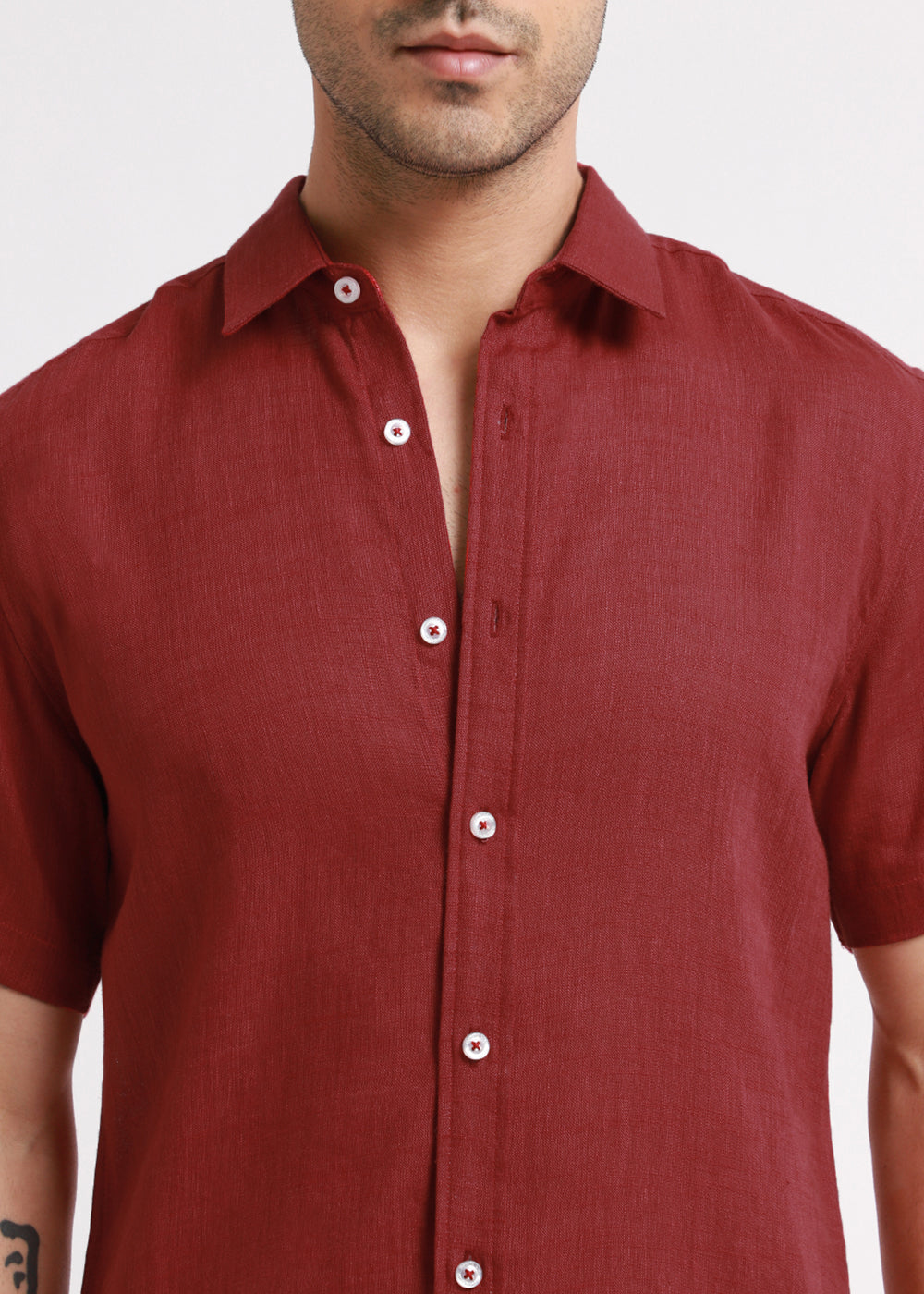 Batiste Red Linen Shirt