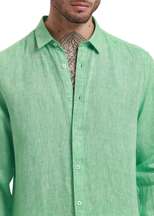 Smoke Green Pure Irish Linen Shirt