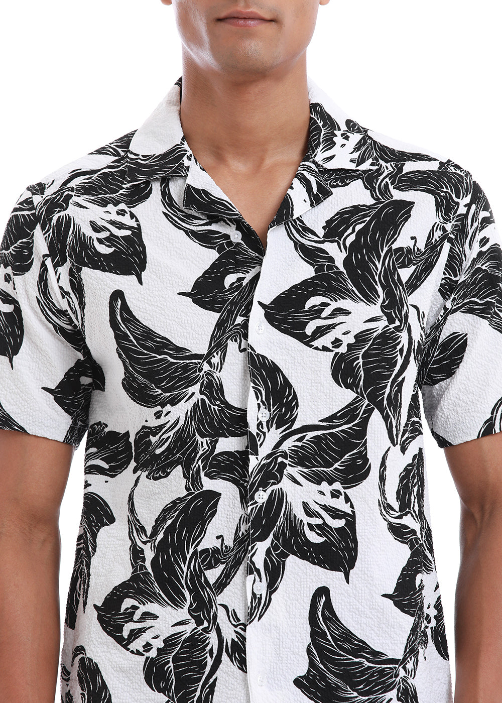 Lily Print Black Popcorn Shirt