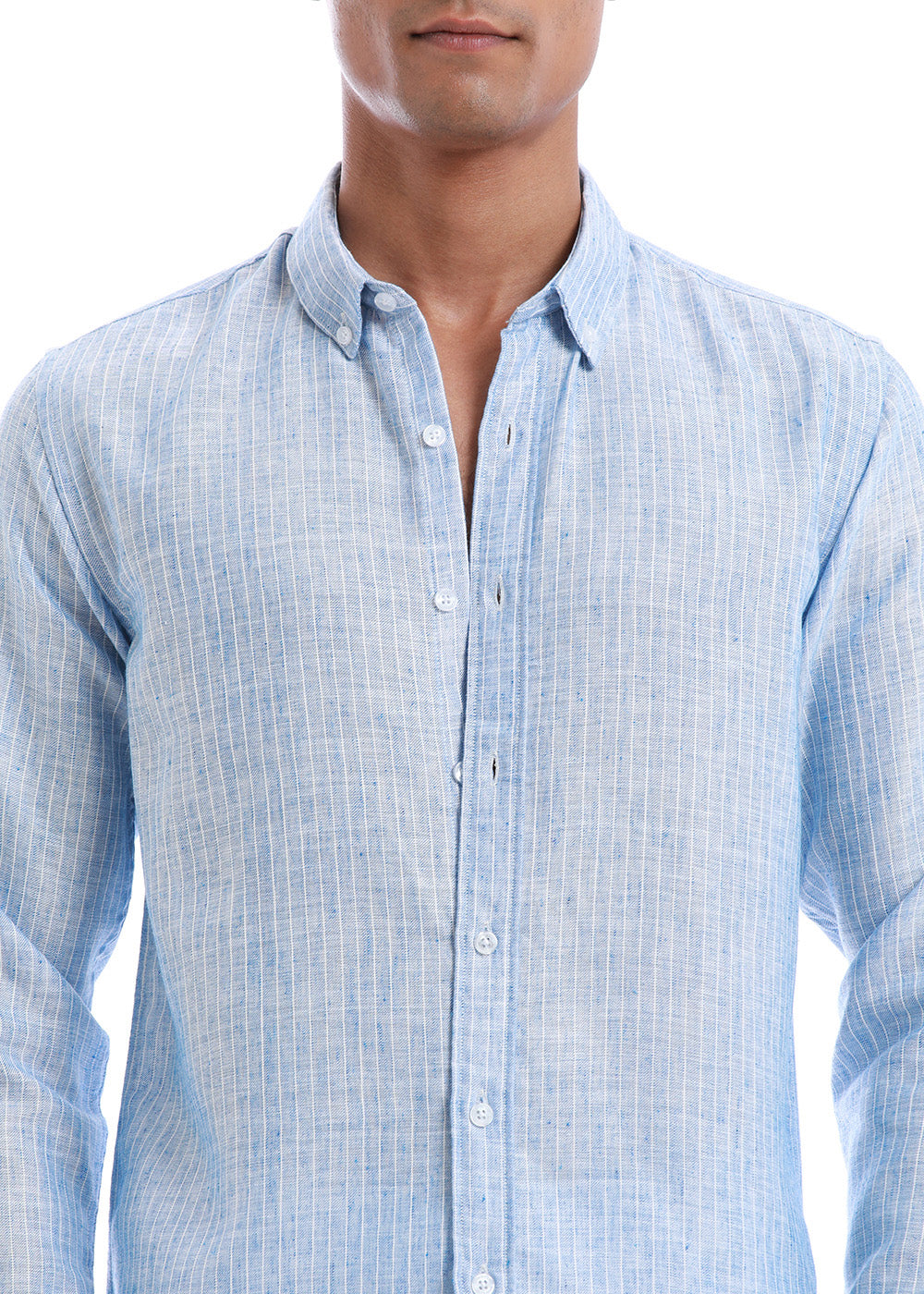 Elegant Lucent White Stripe Blended Linen shirt