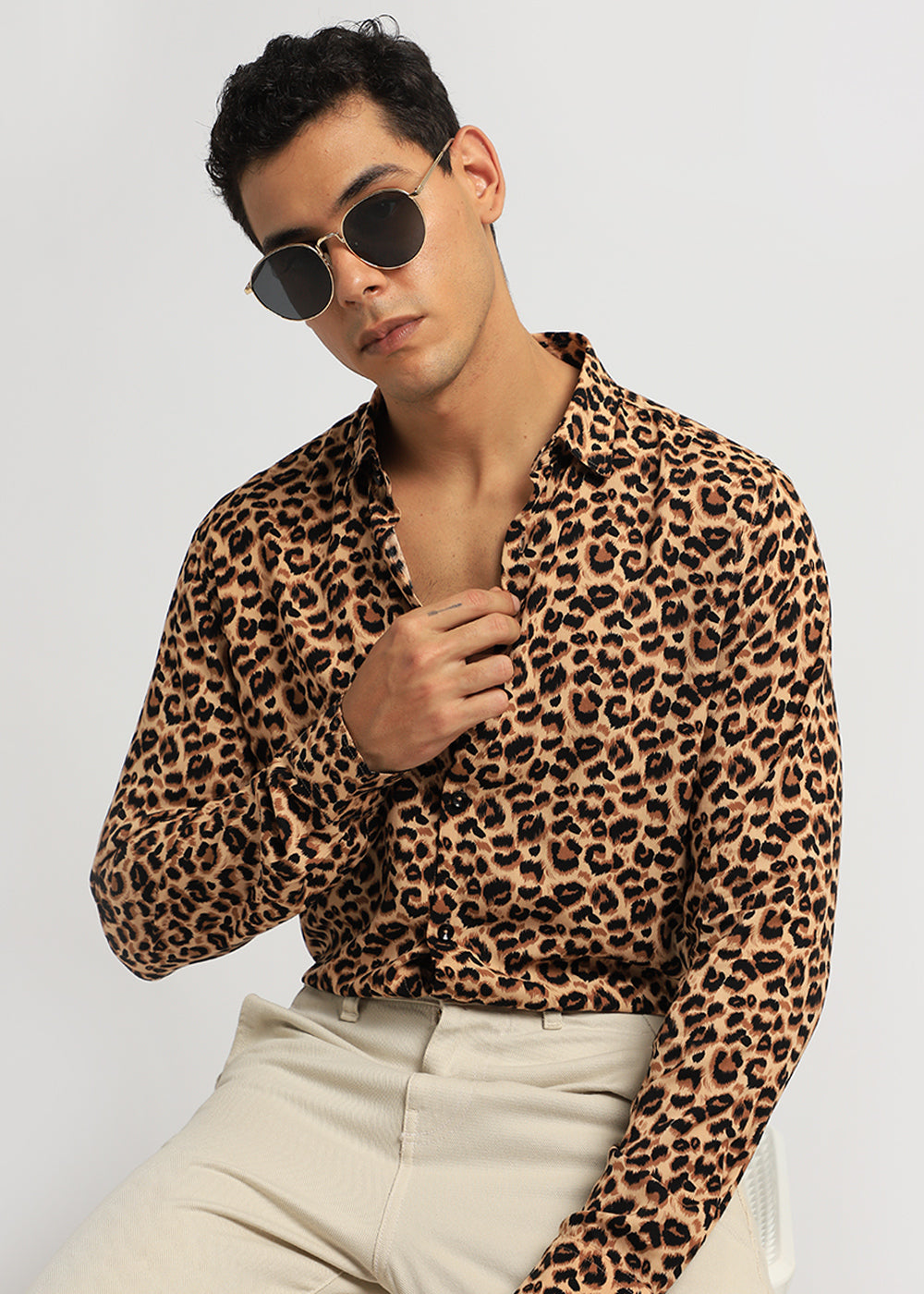Brown Panthera Print Full sleeve shirt