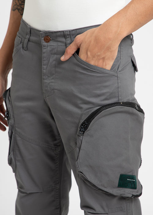 Gris Gray Zipper Cargo Pant