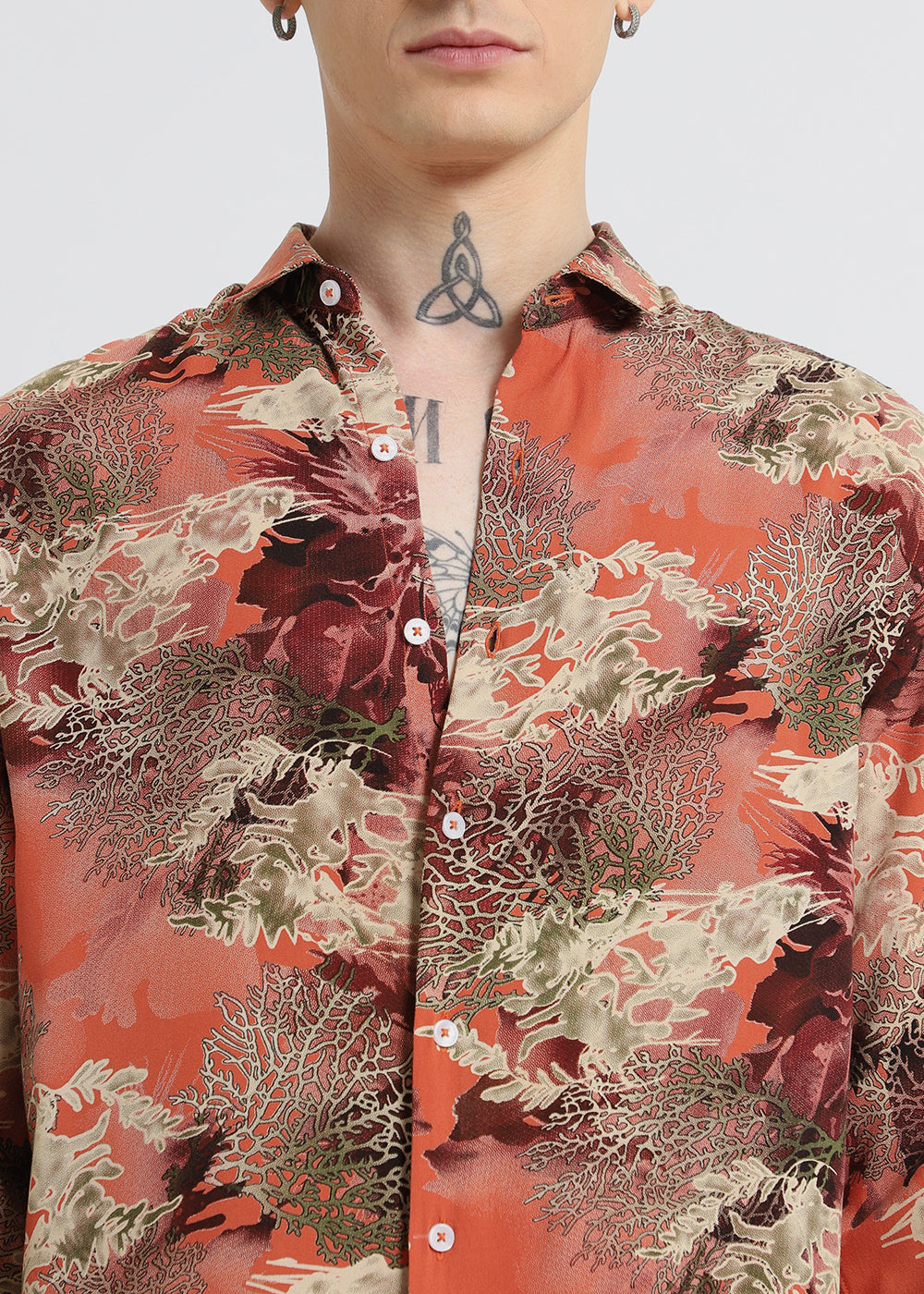 Coral Oasis Orange Feather shirt